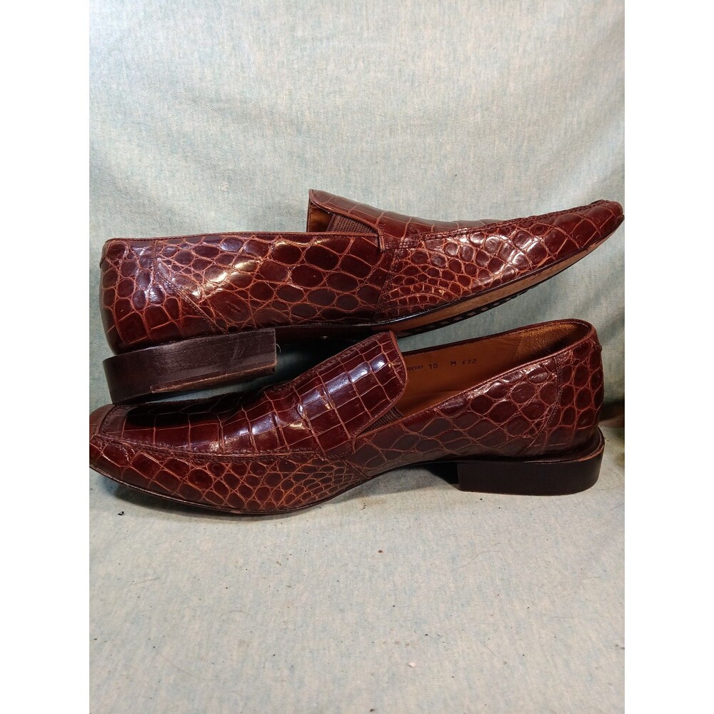 Mezlan Size 10 M  Crocodile Brown Loafer Spain Dress Shoes MEN'S